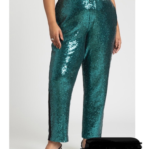 Comfy sequined pants in rich green - Picture 2 of 2